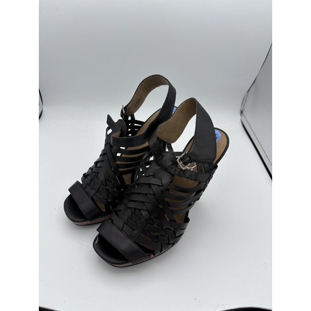 Jessica Simpson Shoes Womens Size 7.5 Black‎ Woven Strappy Platform Heel Sandals